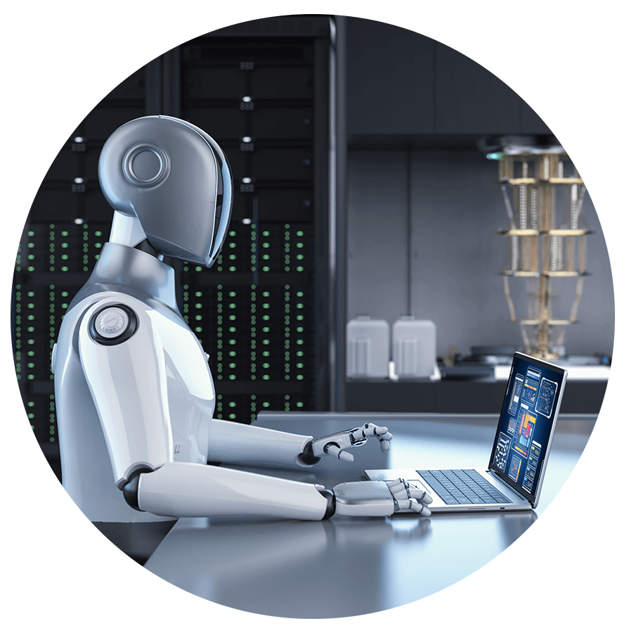 robot using a laptop